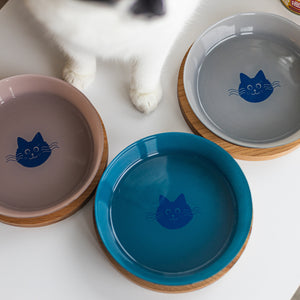 Cat plate with stand, 18 cm, Deep Sea Blue color, Animal Island