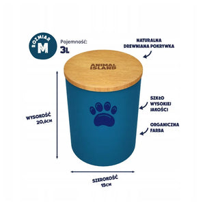 Cat food container with a Cat's paw, size M, color Deep Sea Blue Animal Island