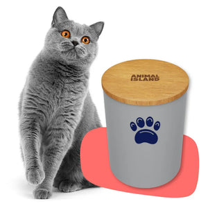 Cat food container with a Cat's paw, size M, color Cool Gray Animal Island