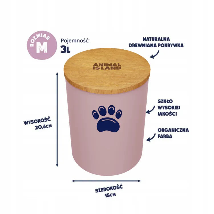 Cat food container with Cat's paw, size M, color Cashmere Pink Animal Island