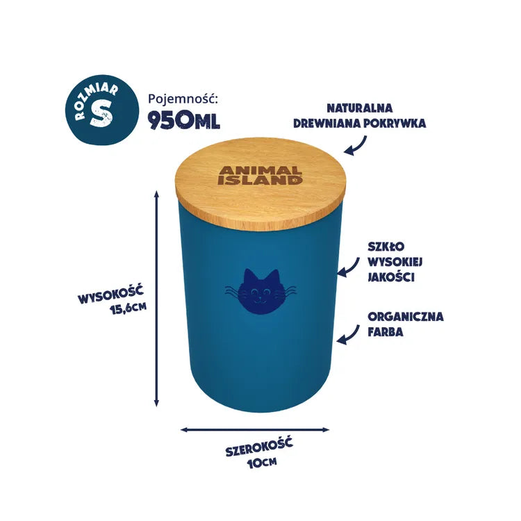 Pojemnik na karmę dla Kota z Kocią główką, rozmiar S, kolor Deep Sea Blue Animal Island