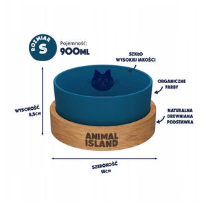 Cat bowl, size S 900ml, Deep Sea Blue, Animal Island