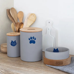 Cat food container with a Cat's paw, size M, color Cool Gray Animal Island