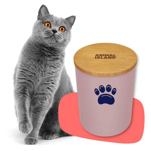 Cat food container with Cat's paw, size M, color Cashmere Pink Animal Island