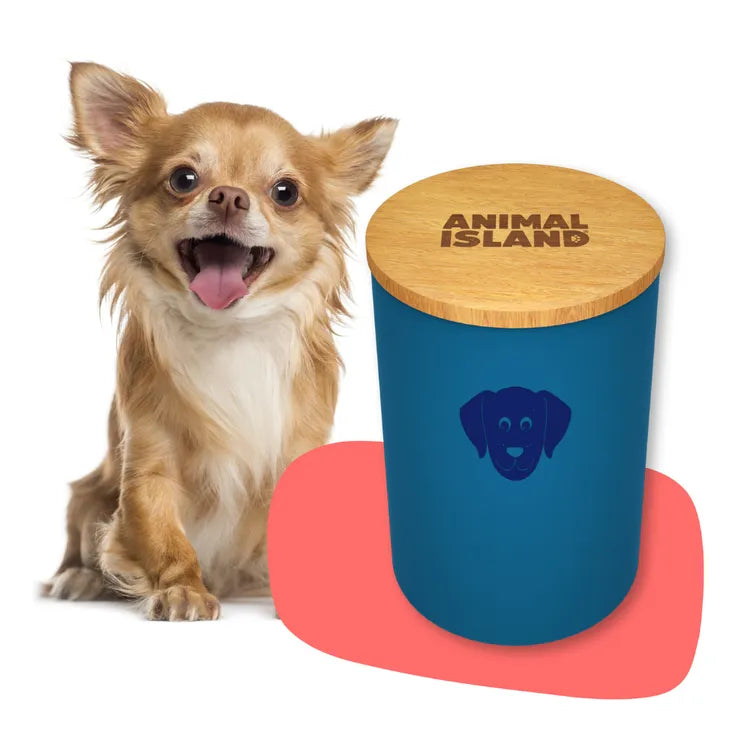 Dog food container with a dog head, size S, color Deep Sea Blue Animal Island