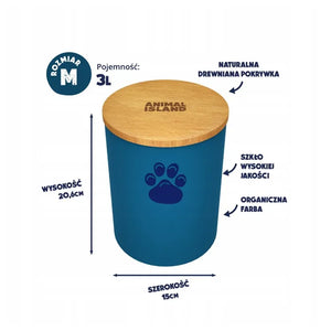 Dog food container with a Dog's paw, size M, color Deep Sea Blue Animal Island