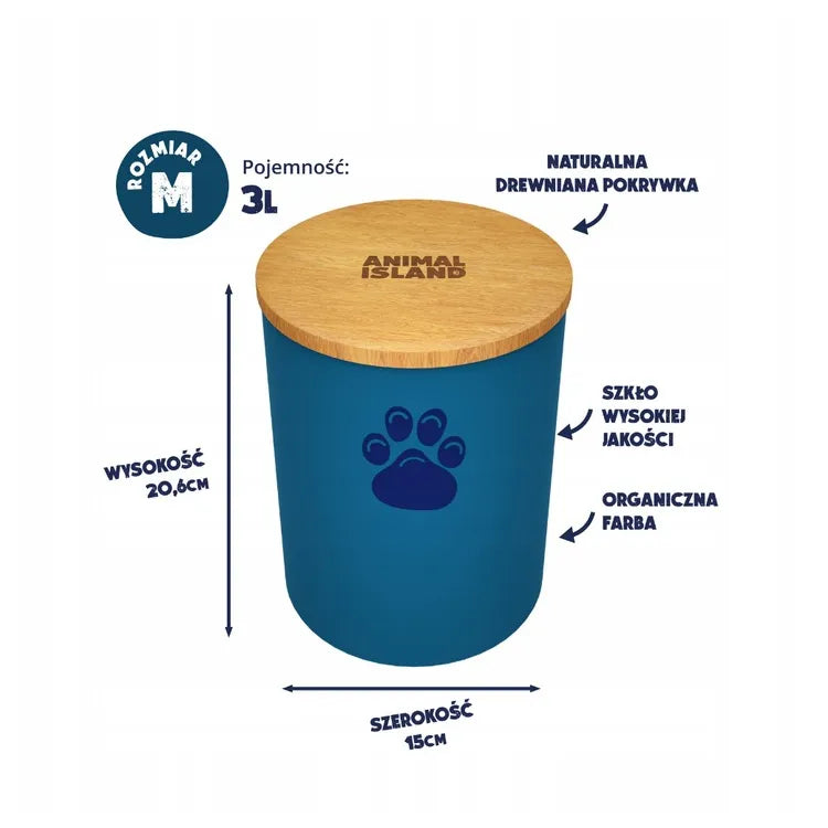 Dog food container with a Dog's paw, size M, color Deep Sea Blue Animal Island