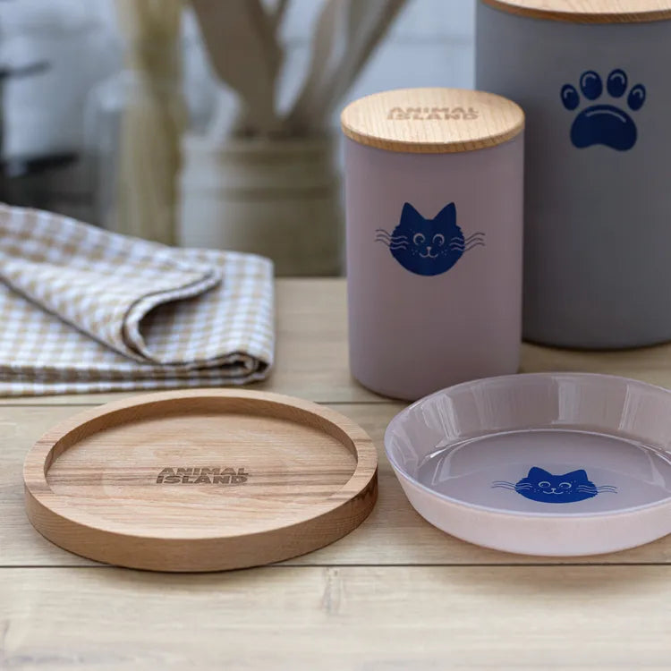 Cat plate with stand, 18 cm, Cashmire Pink color, Animal Island