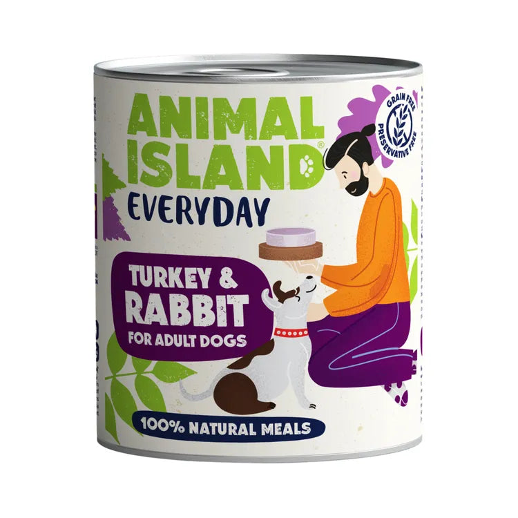 Wet dog food turkey rabbit Everyday 800g Animal Island