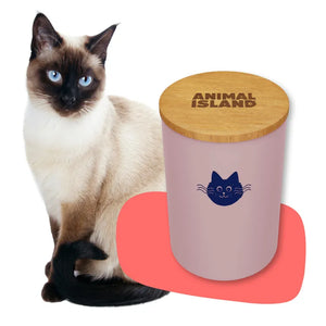 Cat food container with a cat head, size S, color Cashmere Pink Animal Island