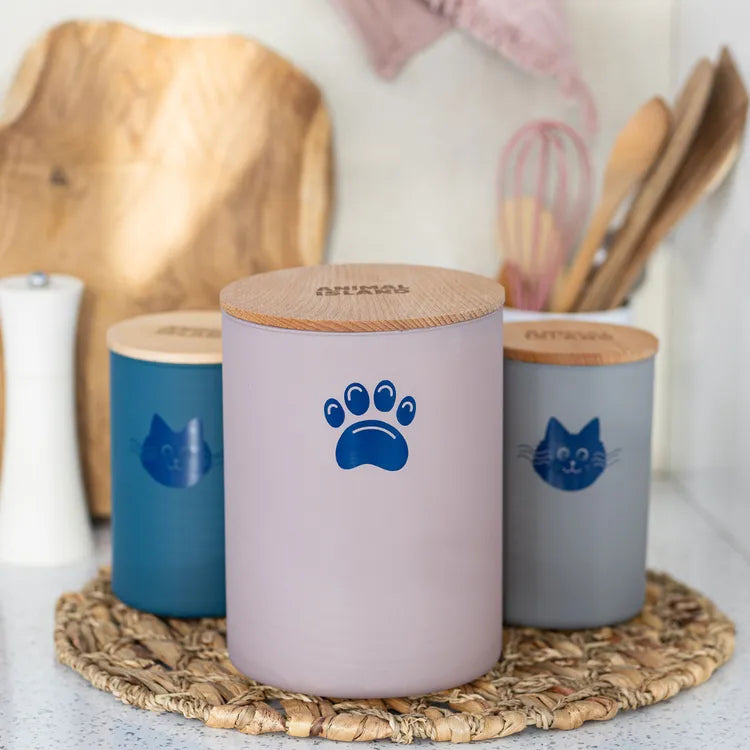 Dog food container with Dog paw, size M, color Cashmere Pink Animal Island