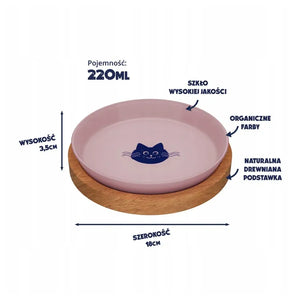 Cat plate with stand, 18 cm, Cashmire Pink color, Animal Island