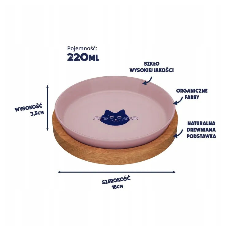 Cat plate with stand, 18 cm, Cashmire Pink color, Animal Island