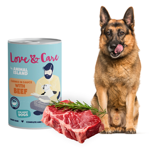 Wet dog food 70% meat with beef 1250g Love&Care