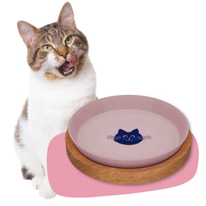 Cat plate with stand, 18 cm, Cashmire Pink color, Animal Island