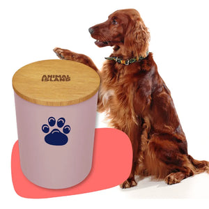 Dog food container with Dog paw, size M, color Cashmere Pink Animal Island