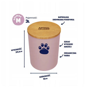 Dog food container with Dog paw, size M, color Cashmere Pink Animal Island