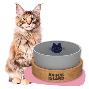 Cat bowl, size S 900ml, Cool Gray, Animal Island