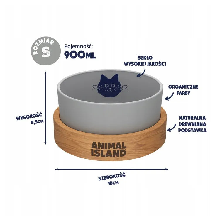 Cat bowl, size S 900ml, Cool Gray, Animal Island