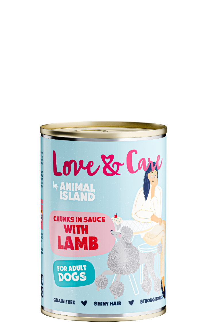 Wet dog food 90% meat with lamb 400g Love&Care