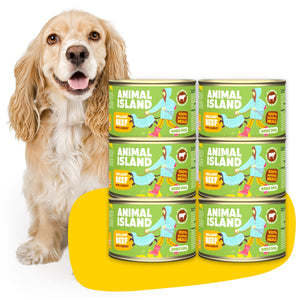 Wet dog food beef with carrot… 6x 410g Animal Island